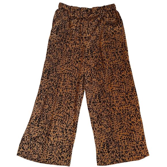 Open Edit Satin Leopard Abstract Print Satin Trouser Pants Large - Picture 1 of 7